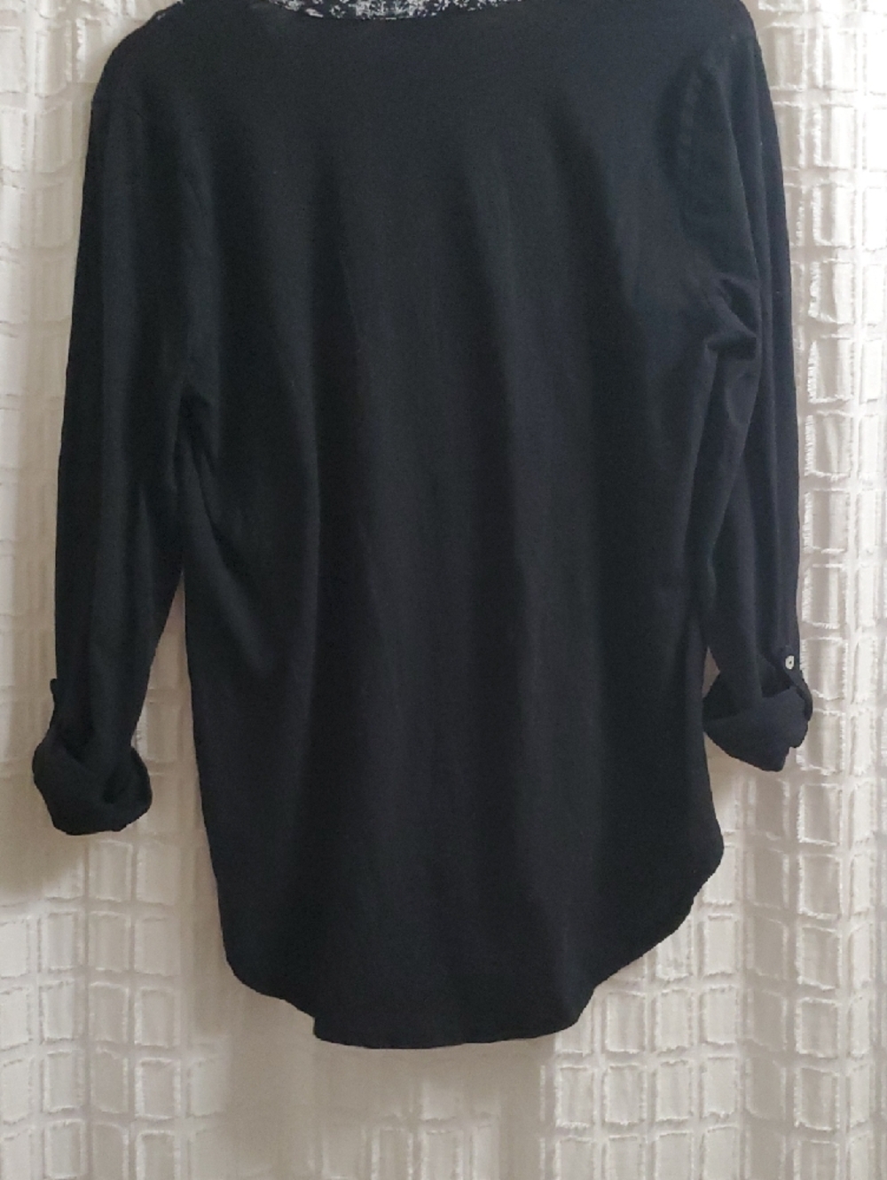 Lucky Brand Black Button-Front Blouse with Patterned Placket - Picture 10 of 16